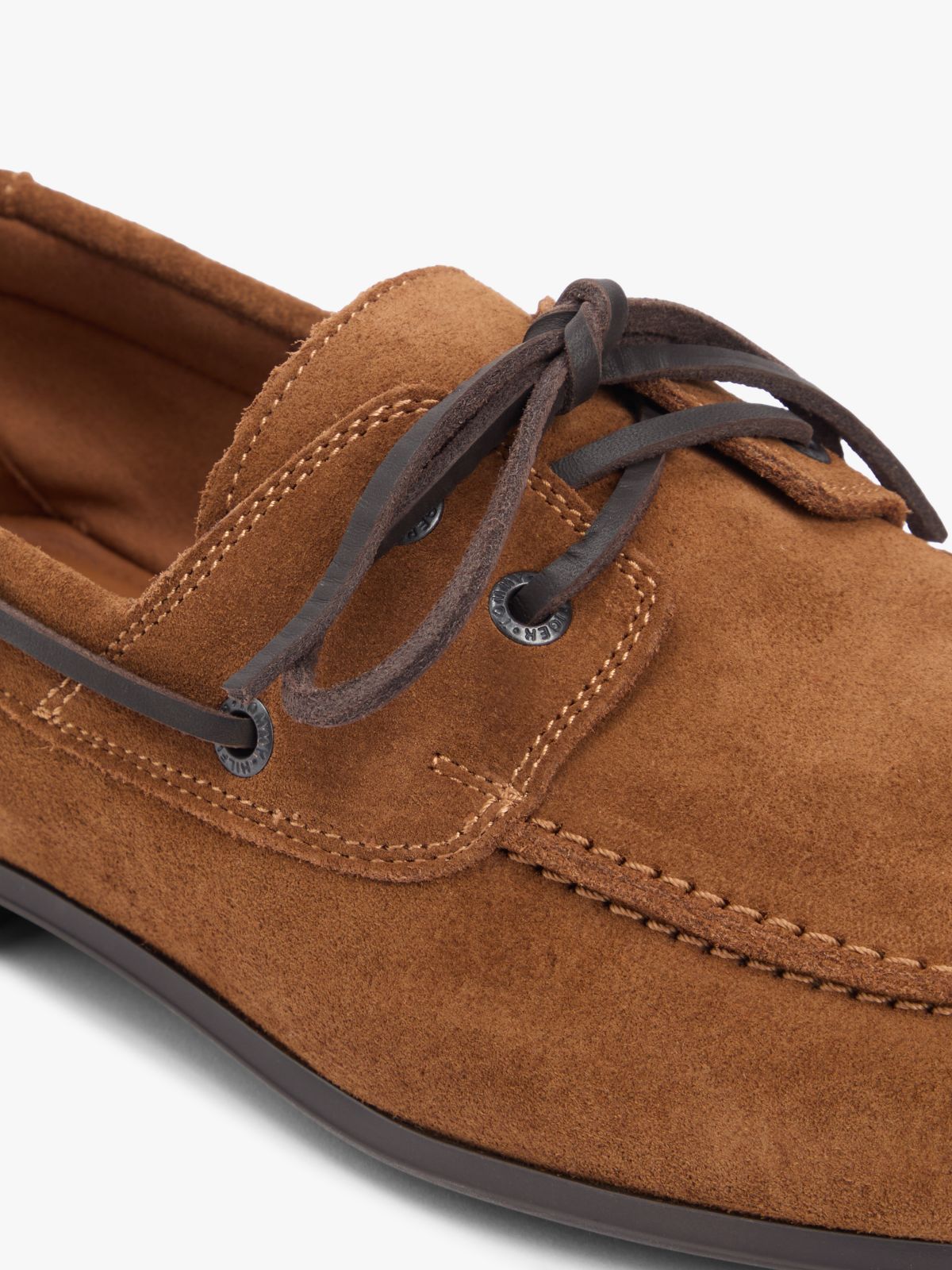 Suede Flexible Sole Boat Shoes — Brown