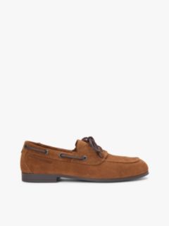 Suede Flexible Sole Boat Shoes — Brown 1