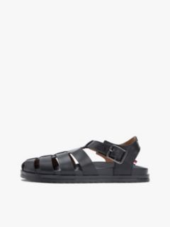 Leather Serrated Fisherman Sandals — Black 7
