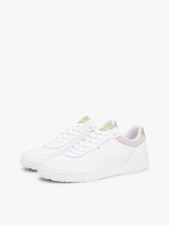 Fine Cleat Basketball Trainers With Leather — White 2