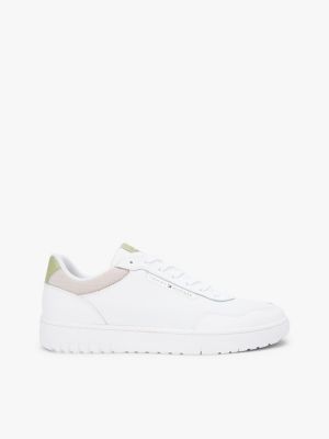 white fine cleat basketball trainers with leather for men tommy hilfiger