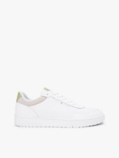 Fine Cleat Basketball Trainers With Leather — White 1