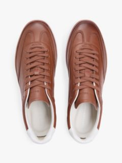 Luxe Metallic Logo Leather Trainers — Brown 3