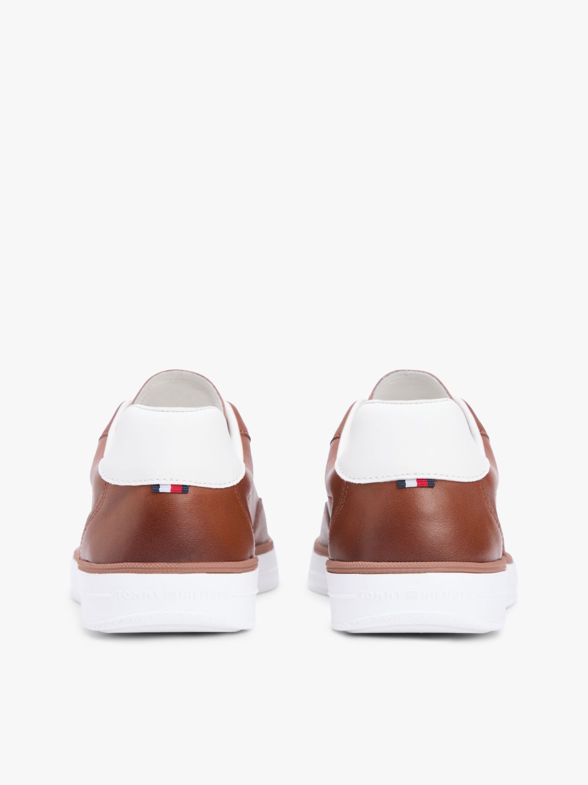 Luxe Metallic Logo Leather Trainers — Brown