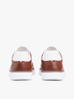 Luxe Metallic Logo Leather Trainers — Brown 4