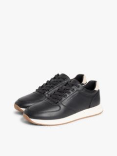 Debossed Leather Fine Cleat Trainers — Black 2