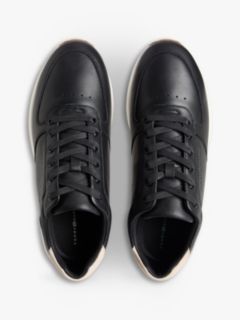 Debossed Leather Fine Cleat Trainers — Black 3