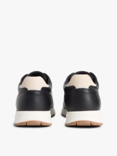 Debossed Leather Fine Cleat Trainers — Black 4