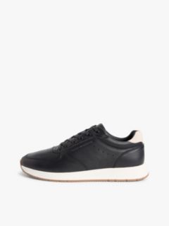 Debossed Leather Fine Cleat Trainers — Black 7