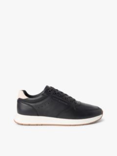 Debossed Leather Fine Cleat Trainers — Black 1