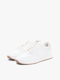 Debossed Leather Fine Cleat Trainers — White 2