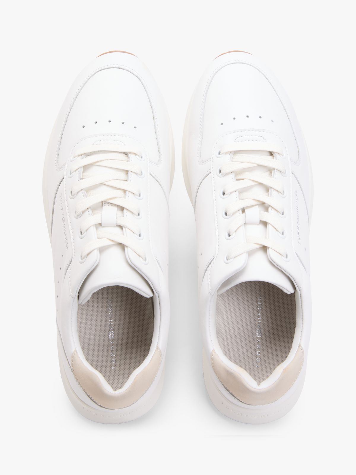 Debossed Leather Fine Cleat Trainers — White