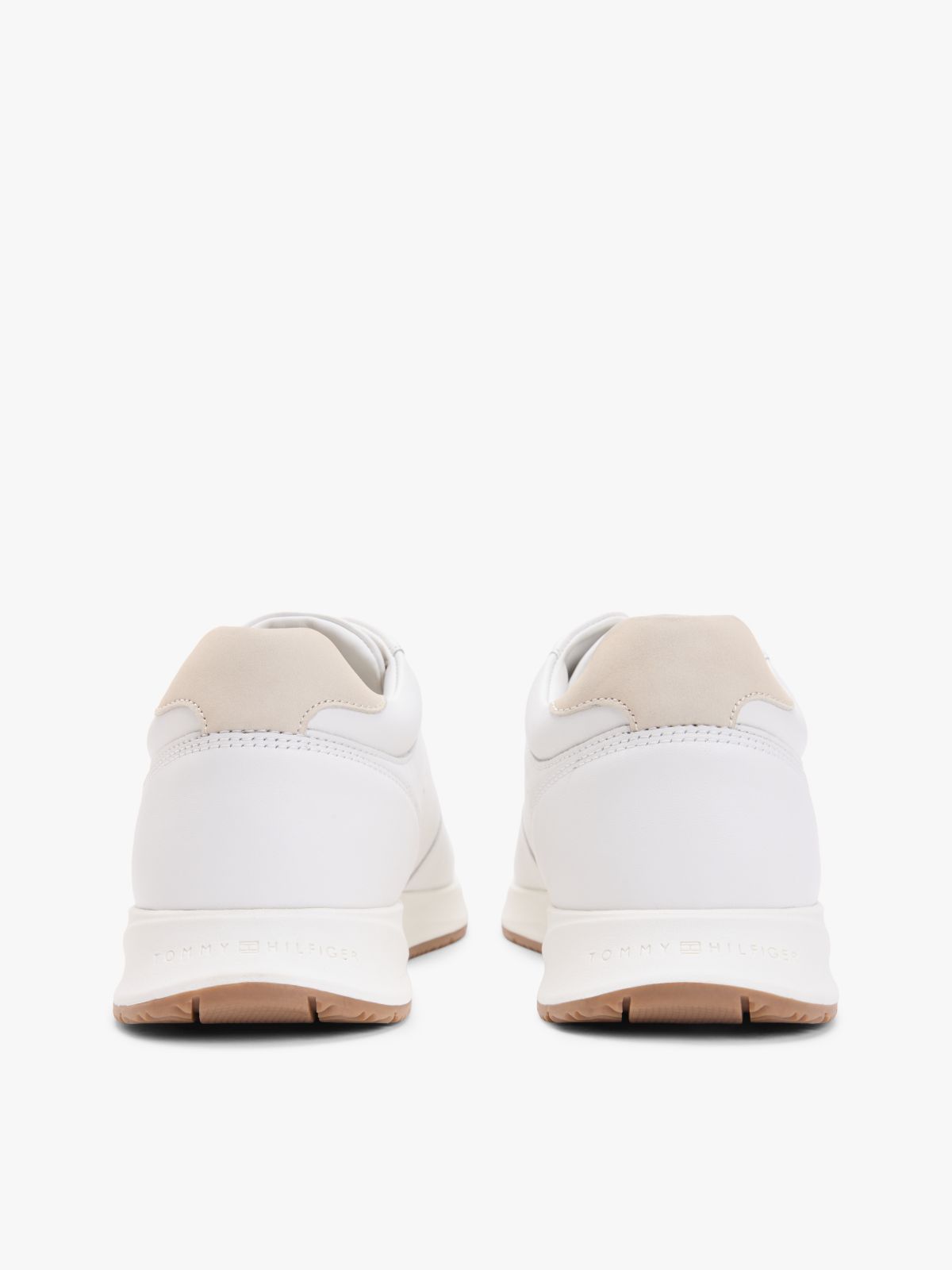 Debossed Leather Fine Cleat Trainers — White