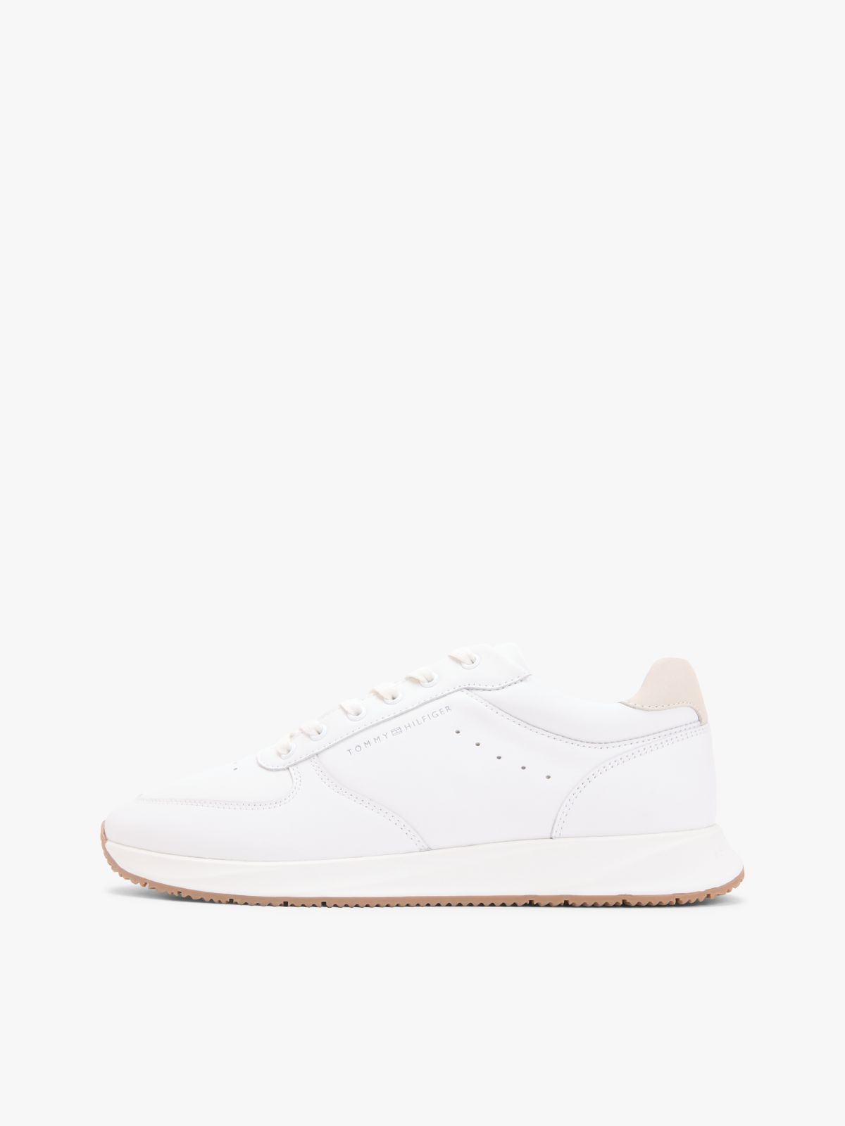 Debossed Leather Fine Cleat Trainers — White