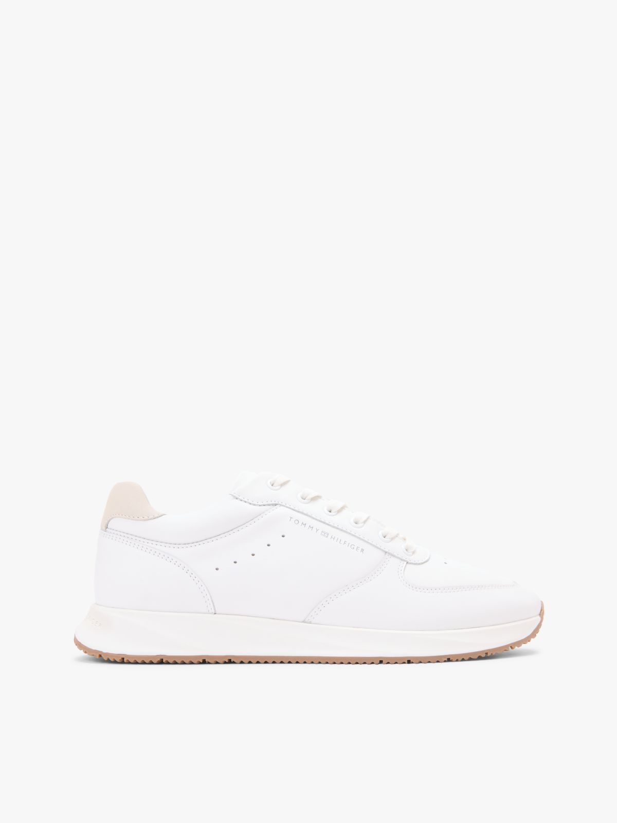 Debossed Leather Fine Cleat Trainers — White