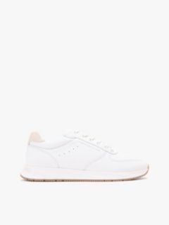 Debossed Leather Fine Cleat Trainers — White 1