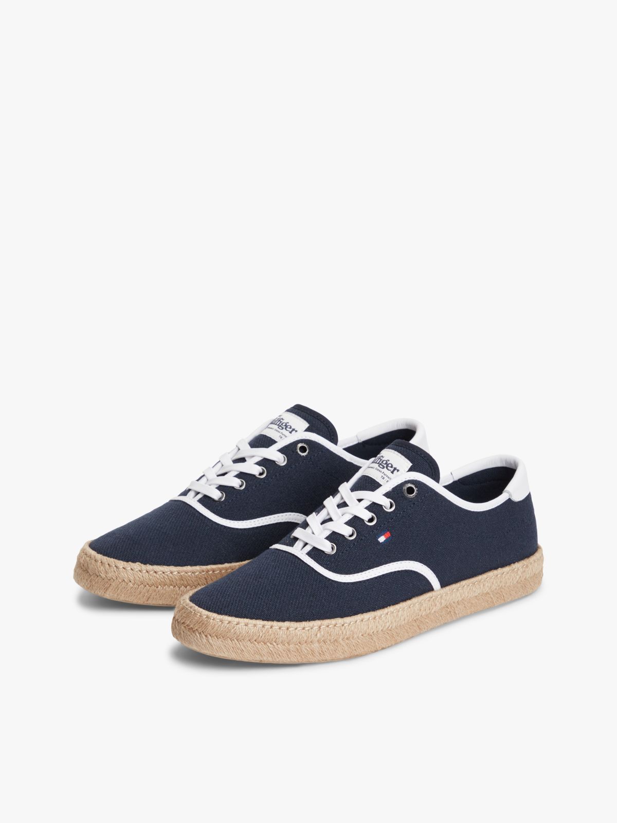 Canvas Espadrille Hybrid Trainers With Linen — Blue