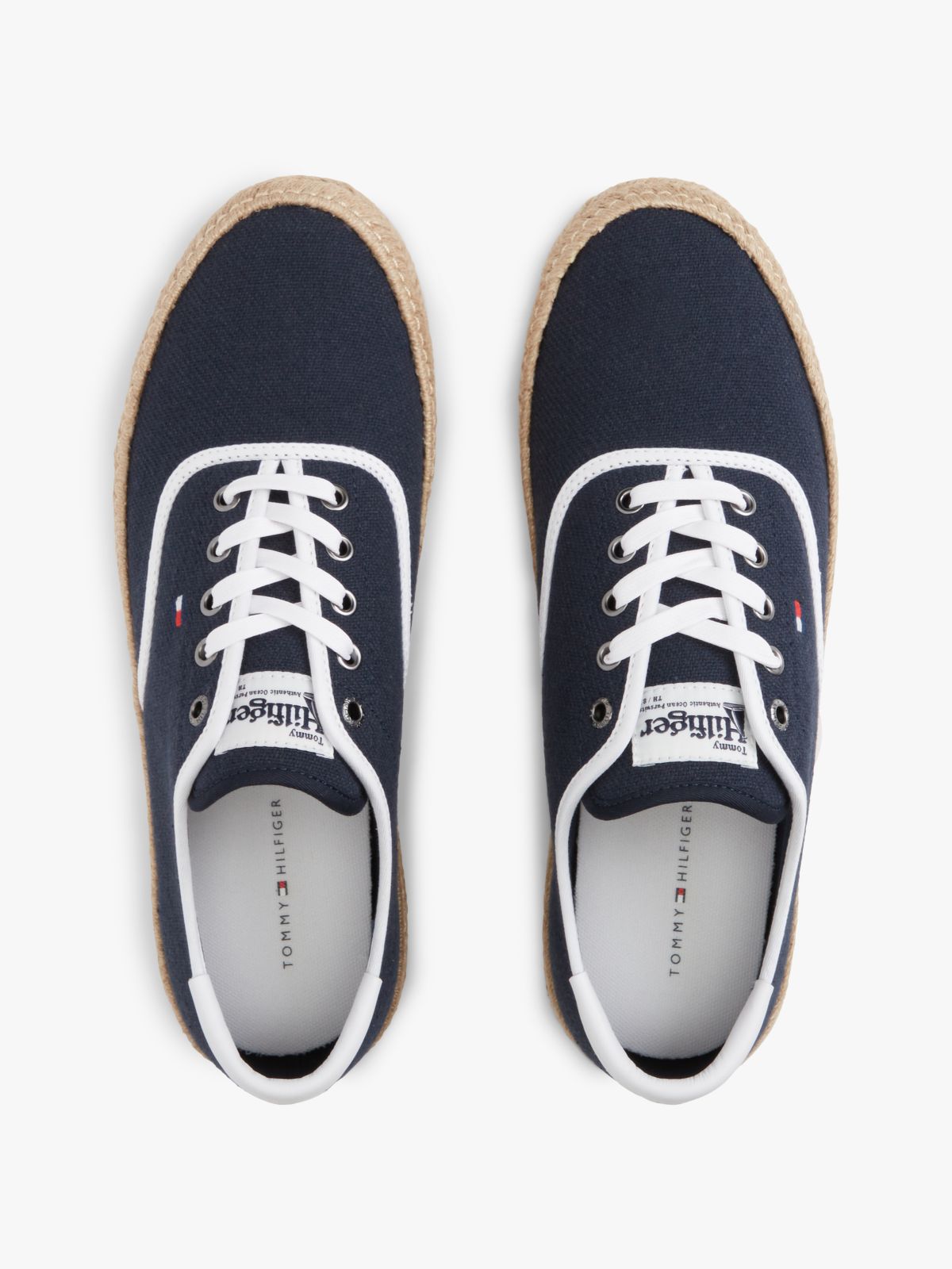 Canvas Espadrille Hybrid Trainers With Linen — Blue