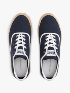 Canvas Espadrille Hybrid Trainers With Linen — Blue 3