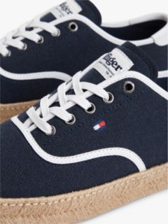 Canvas Espadrille Hybrid Trainers With Linen — Blue 6