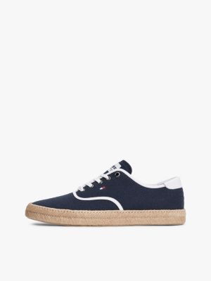niebieski płócienne espadryle hybrydowe z lnem dla mężczyźni - tommy hilfiger