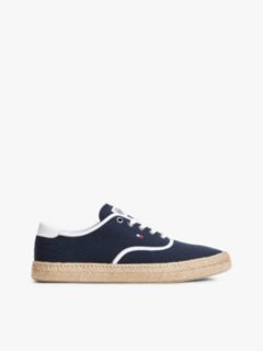 Canvas Espadrille Hybrid Trainers With Linen — Blue 1