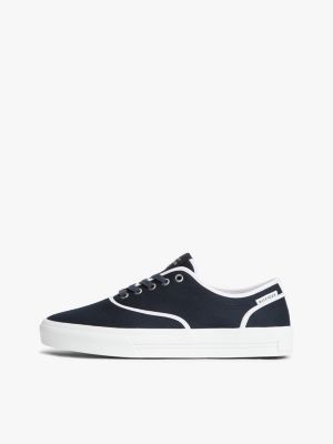 blue canvas cupsole trainers for men tommy hilfiger
