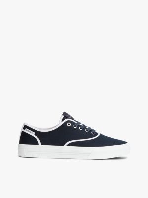 blue canvas cupsole trainers for men tommy hilfiger