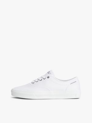 white canvas cupsole trainers for men tommy hilfiger