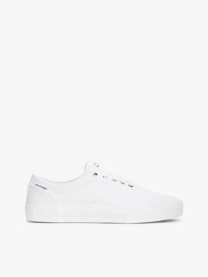white canvas cupsole trainers for men tommy hilfiger