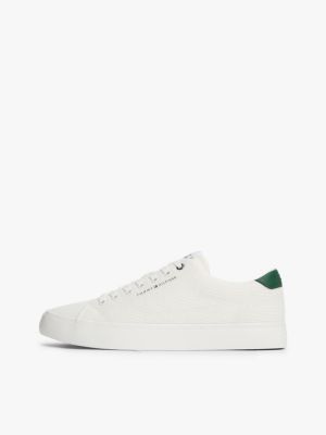 sneakers in rete con bandierina gommata bianco da uomini tommy hilfiger
