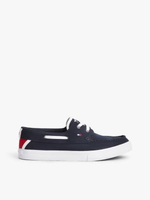 baskets bateau en toile blue pour hommes tommy hilfiger