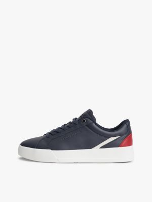 baskets en cuir colour-block emblématique bleu pour hommes tommy hilfiger