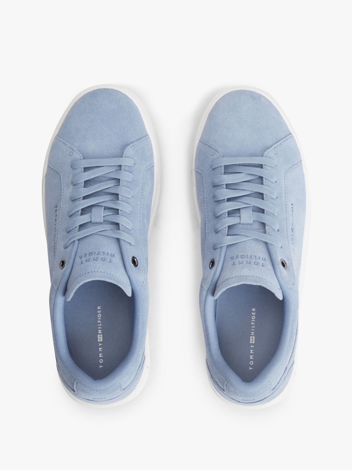 Suede Court Trainers — Blue