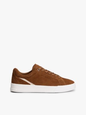 brown court-sneaker aus veloursleder für herren - tommy hilfiger