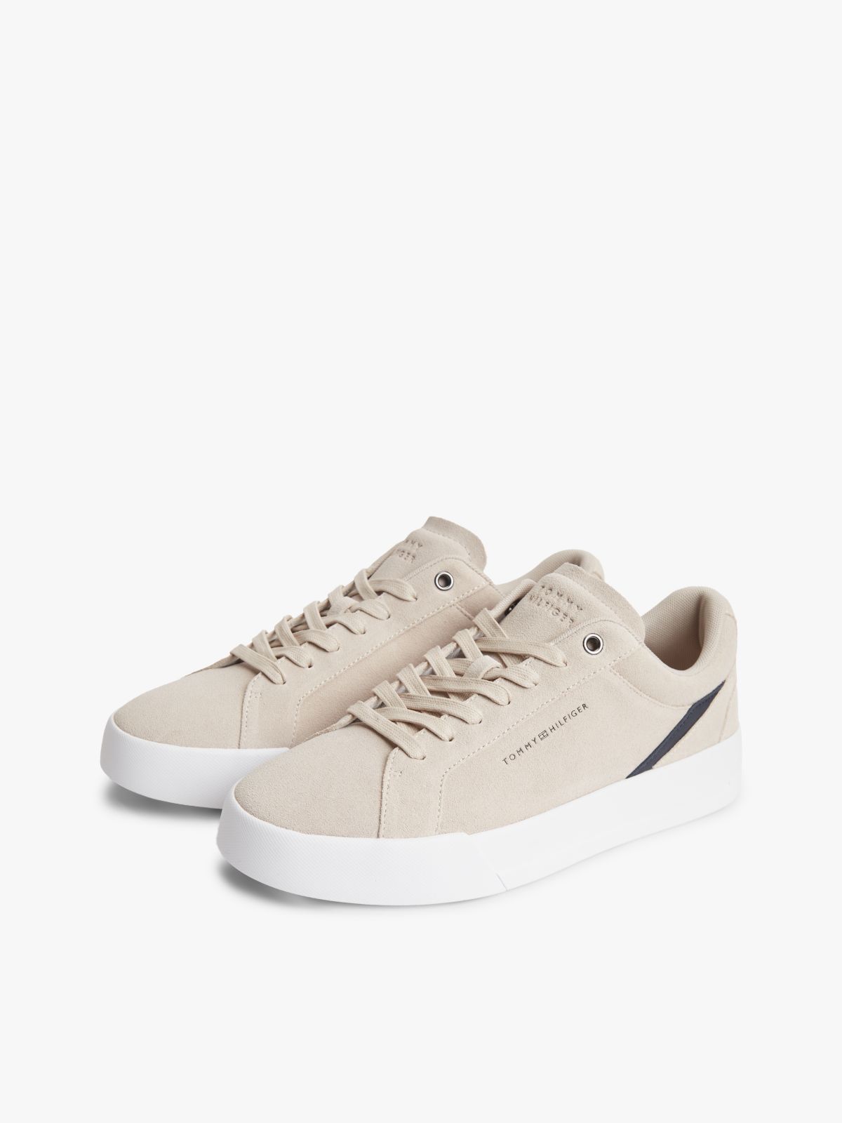 Suede Court Trainers — Beige