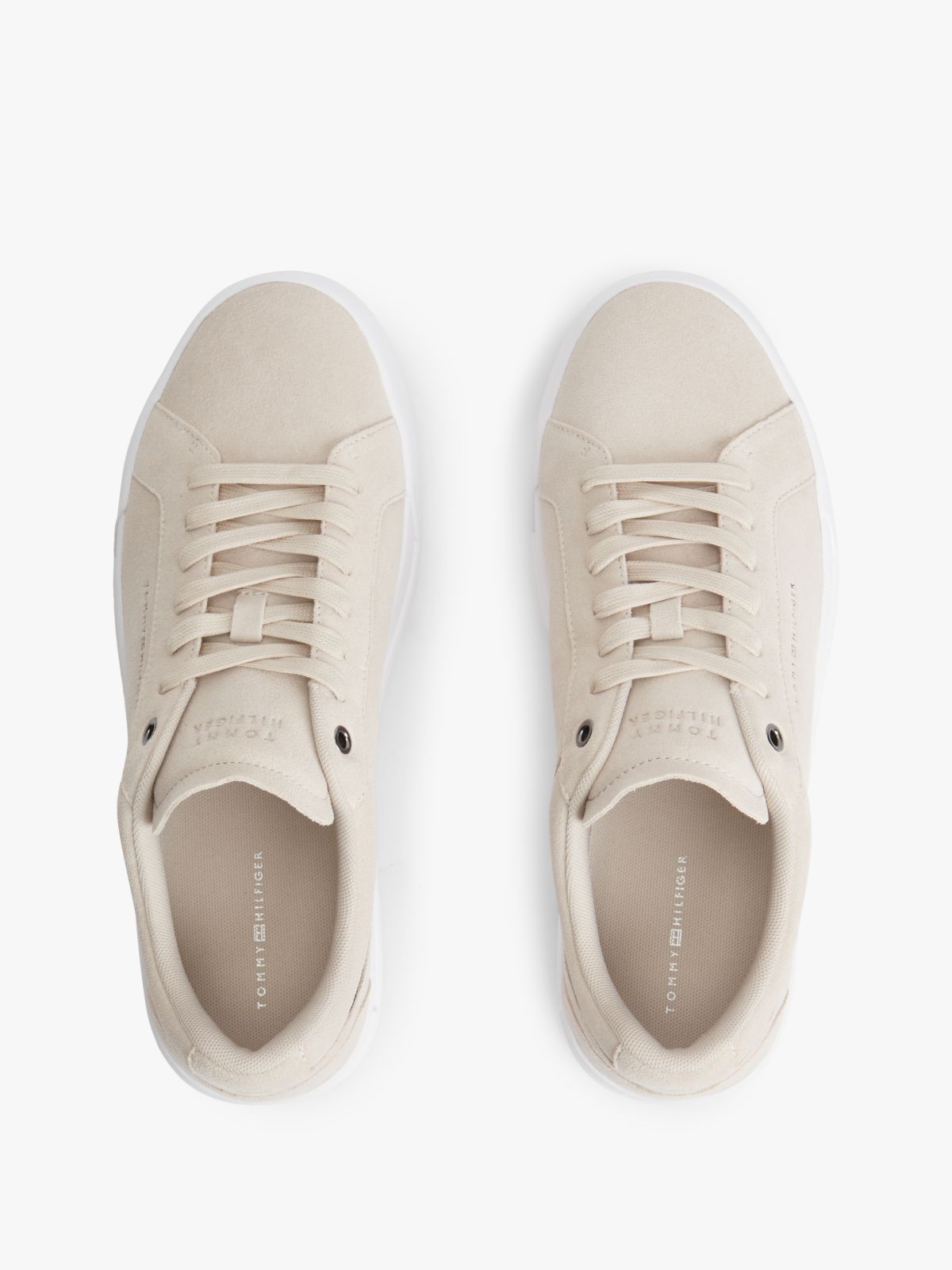 Suede Court Trainers — Beige