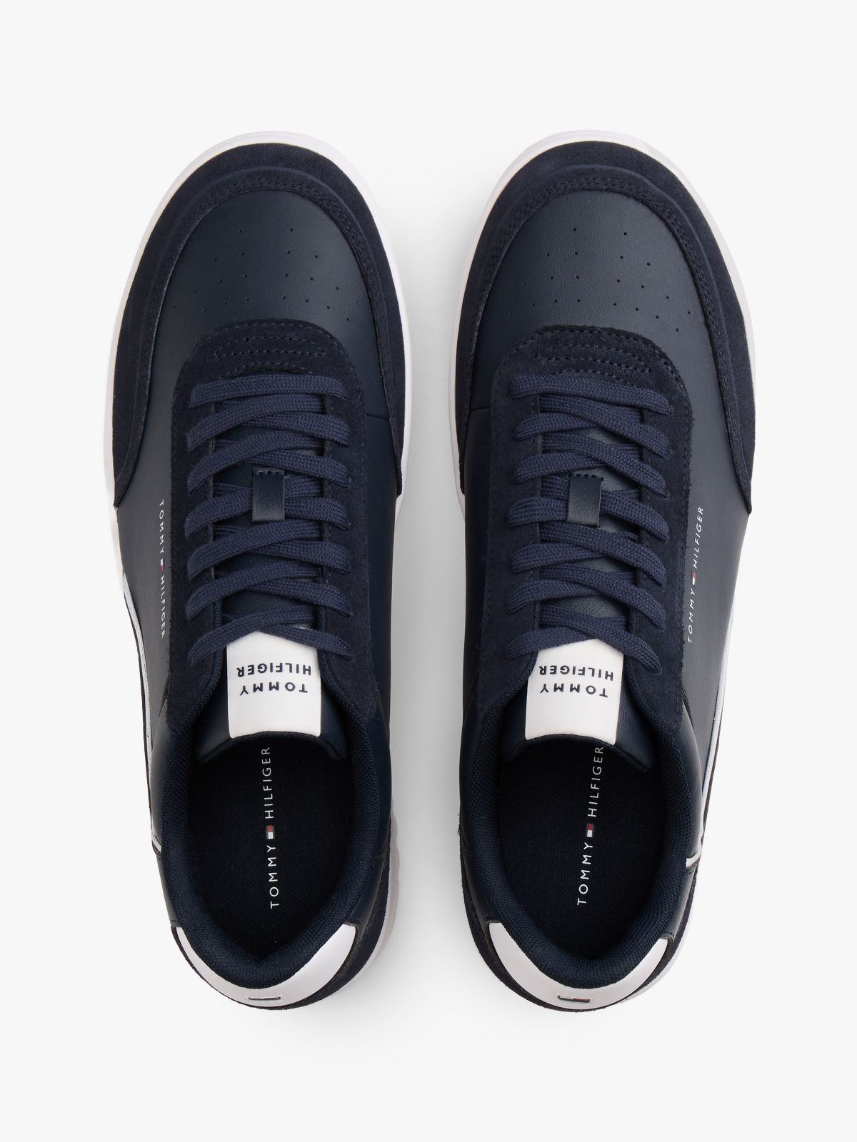 Mixed Texture Leather Basketball Trainers — Blue
