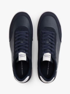 Mixed Texture Leather Basketball Trainers — Blue 3