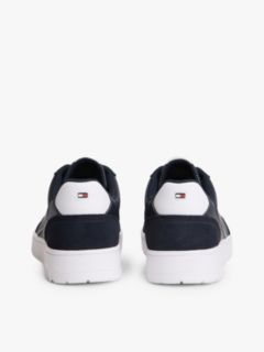 Mixed Texture Leather Basketball Trainers — Blue 4