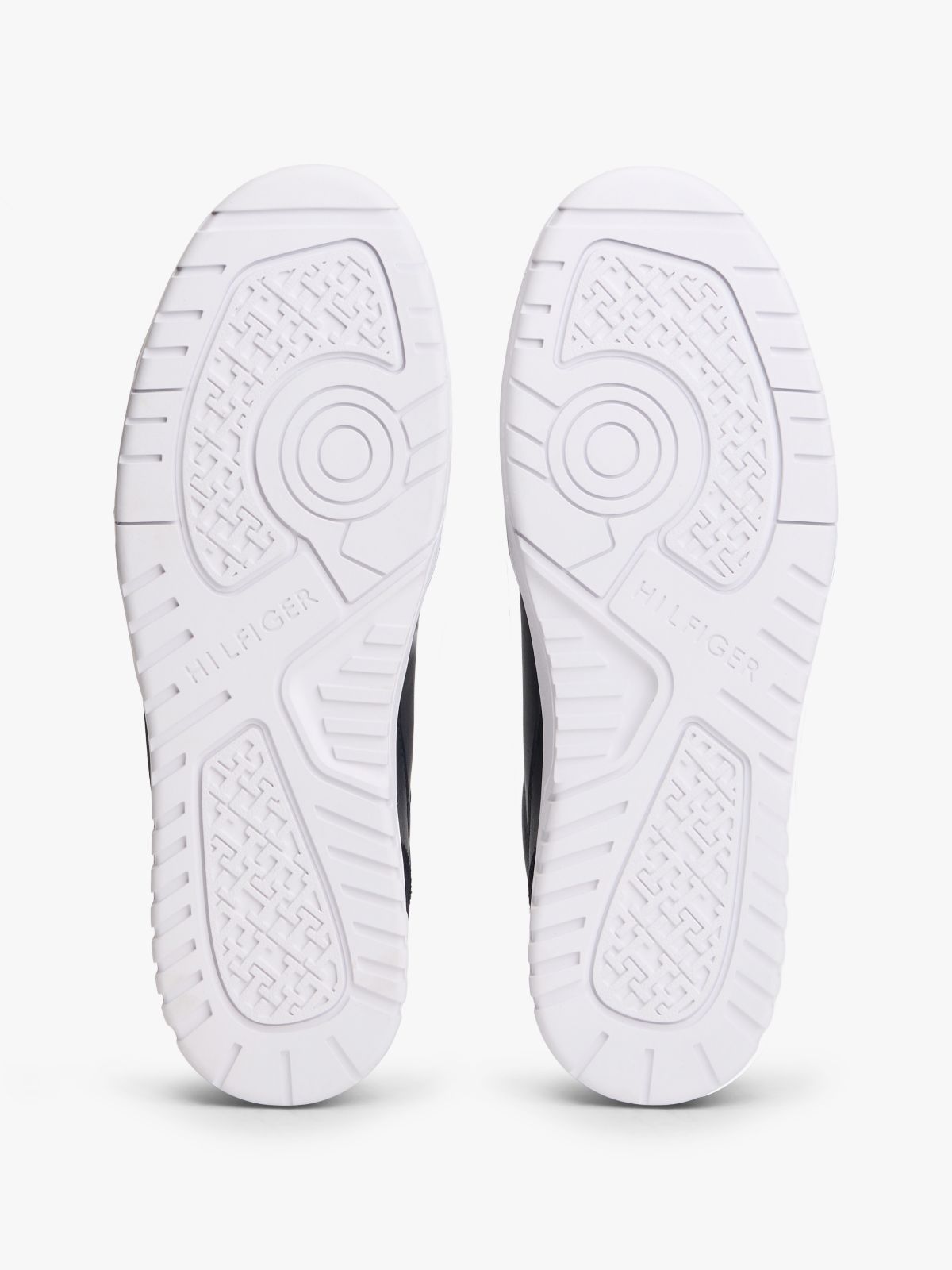 Mixed Texture Leather Basketball Trainers — Blue