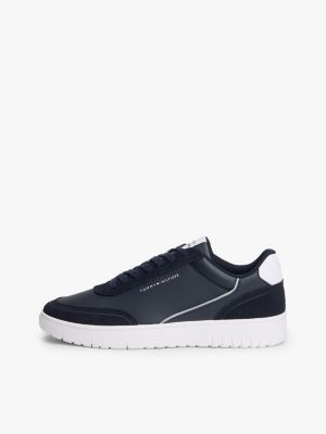 blau basketball-sneaker aus leder und strukturmix für herren - tommy hilfiger