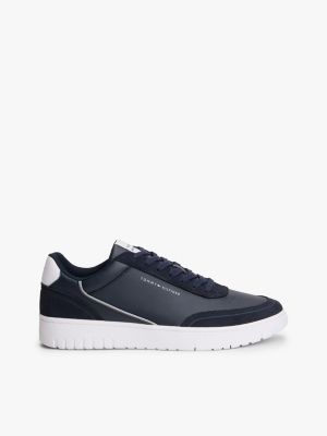 blue basketball-sneaker aus leder und strukturmix für herren - tommy hilfiger