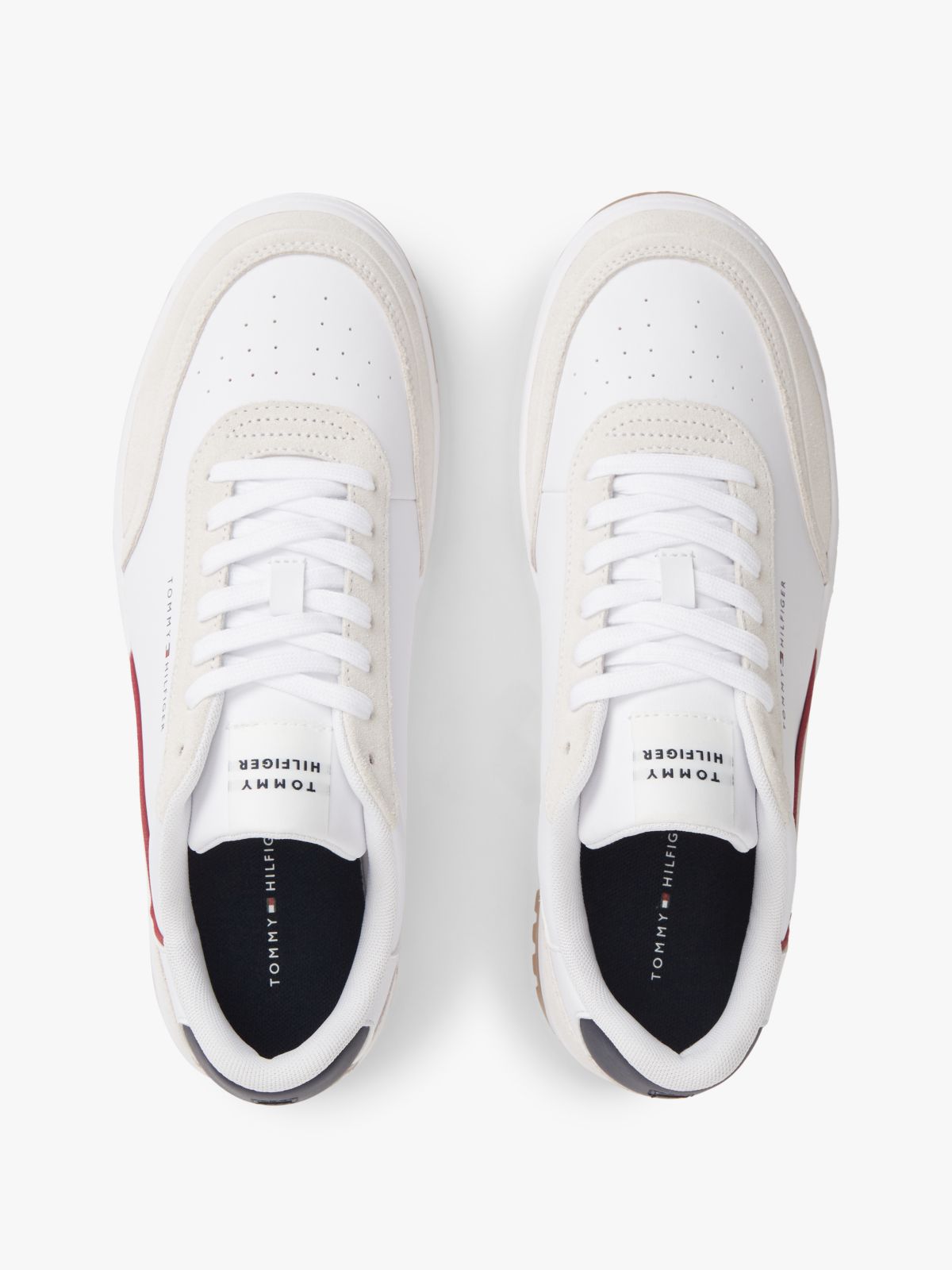 Mixed Texture Leather Basketball Trainers — Multi