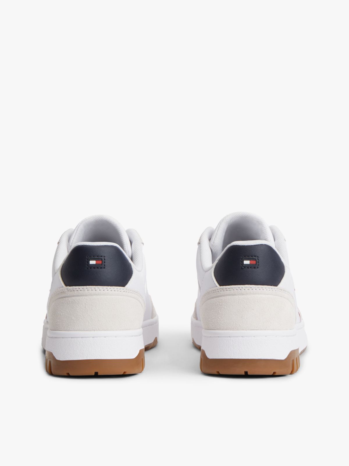 Mixed Texture Leather Basketball Trainers — Multi