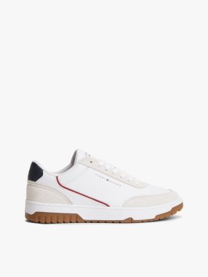 chaussures de basket multitextures en cuir multi pour hommes tommy hilfiger
