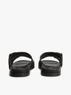 Webbing Strap Buckle Suede Sandals — Black 4