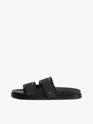 black webbing strap buckle suede sandals for men tommy hilfiger