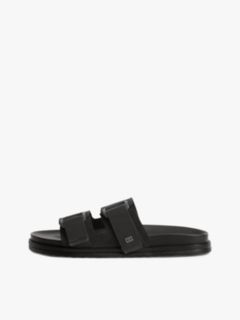 Webbing Strap Buckle Suede Sandals — Black 7
