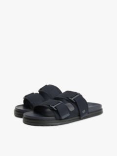 Webbing Strap Buckle Suede Sandals — Blue 2